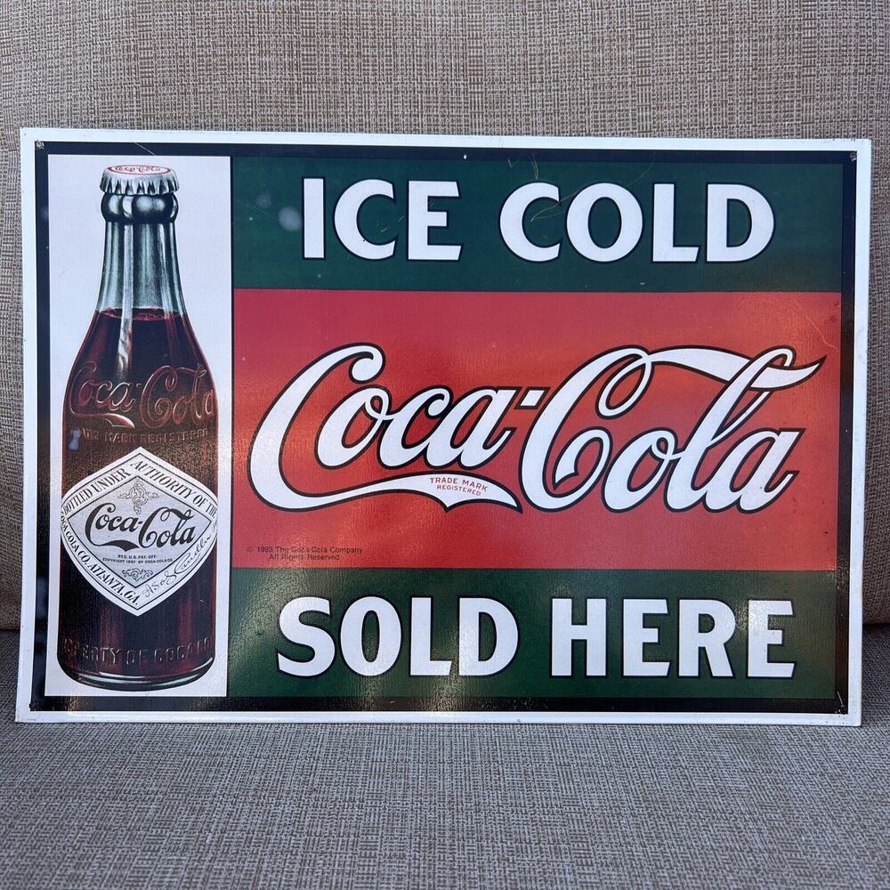 COKE SIGN VINTAGE METAL COCA COLA TIN SIGN - 1993 -Reproduction-16” X 11”